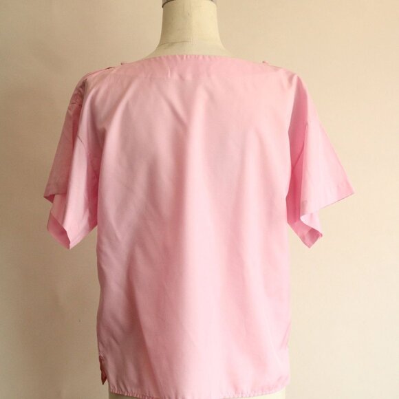 Vintage 1990s Blouse, Pink Shirt with Buttons at Shoulder, Grandma Core - Picture 9 of 10